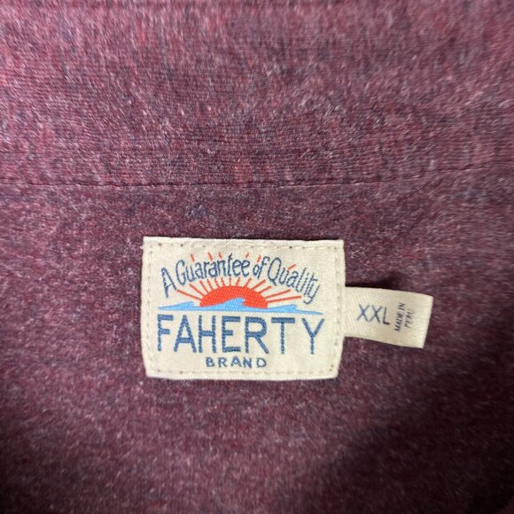 Faherty Stretch Knit Shirt Men's XXL Burgundy Melange Button Up Down MKF2017 - Picture 5 of 10
